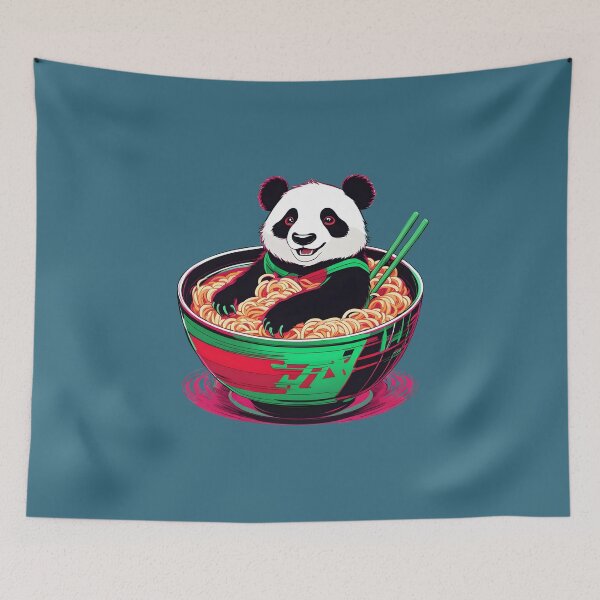 Item preview, Happy Panda in a Bowl of Ramen Noodles designed and sold by RandomJunction.