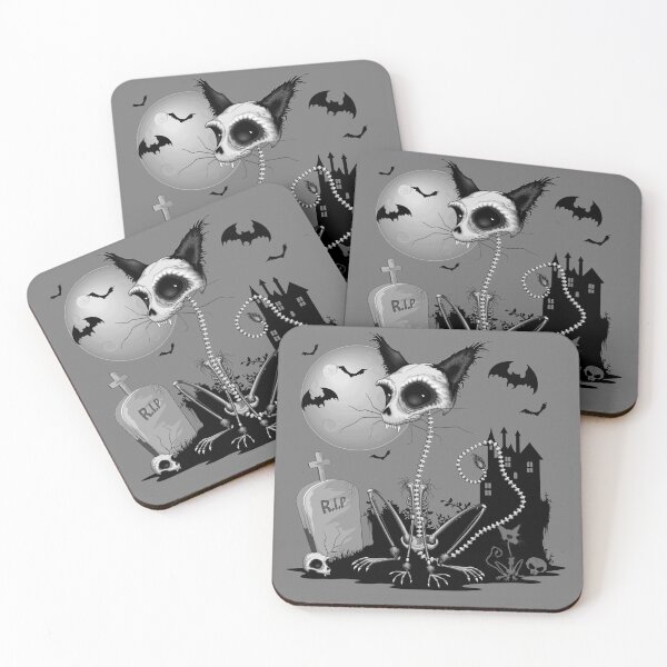 Item preview, Cat Zombie Creepy Skeleton on Halloween Scenery designed and sold by BluedarkArt.
