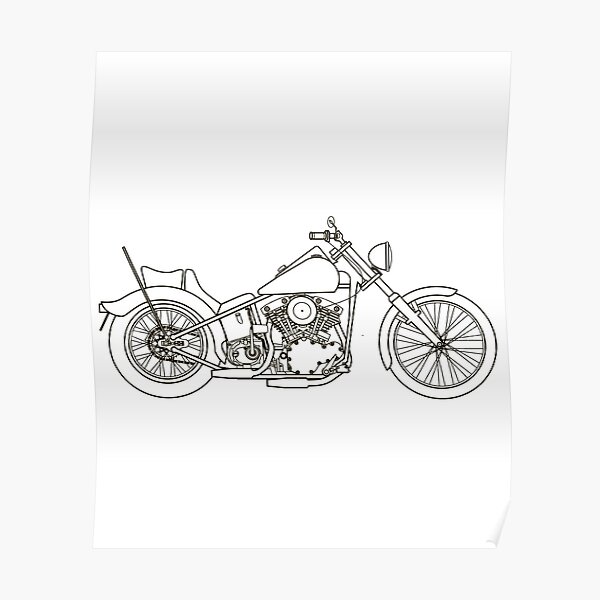 Harley line drawing Poster