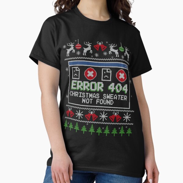 Vista previa del artículo con la obra «Error 404 Suéter navideño no encontrado Jersey navideño feo tejido», diseñado y vendido por Nerd Shizzle.