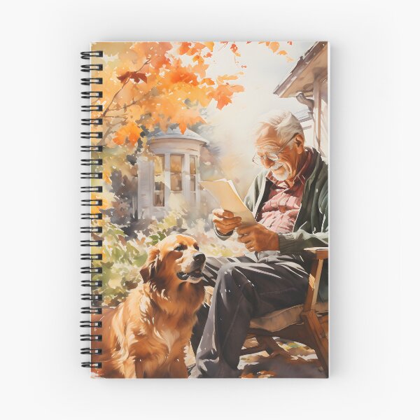 Item preview, Autumn Watercolor old man and dog "Falling Leaves, Loving Hearts" 3. designed and sold by KAMESUN.