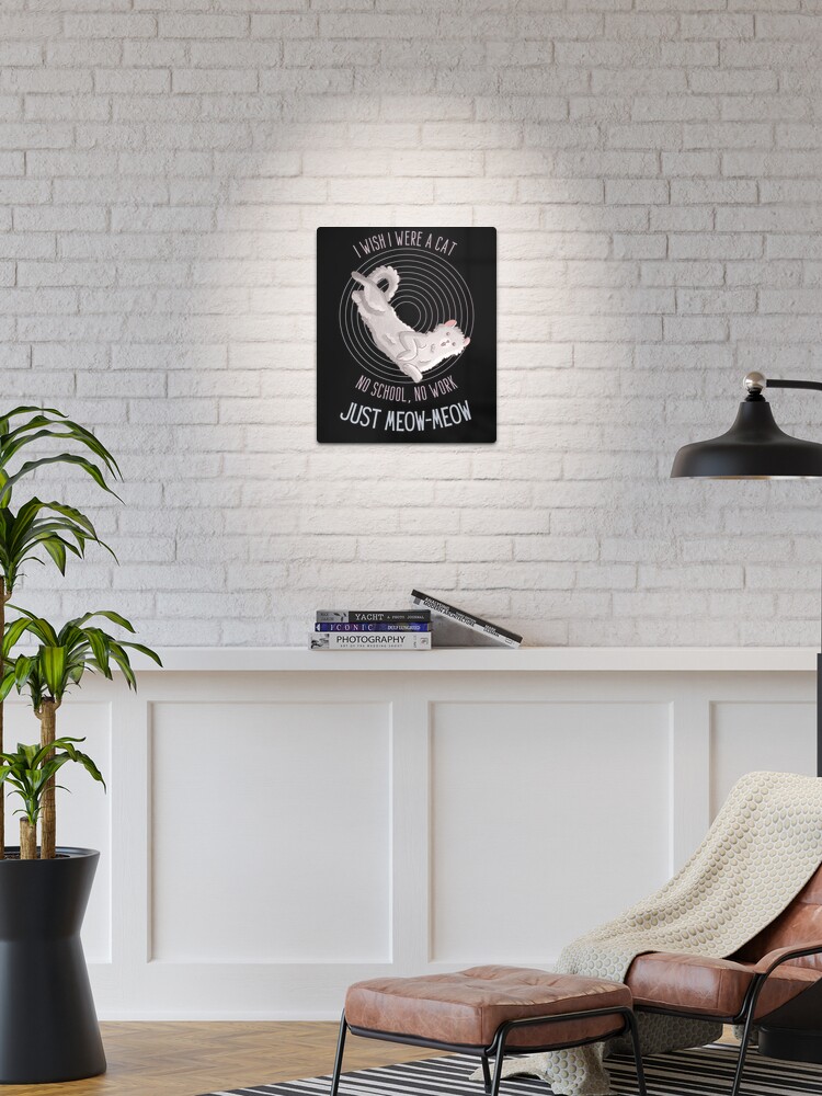 Thumbnail 1 of 4, Metal Print, I wish I were a Cat - American Curl - Cat lovers design designed and sold by FelineEmporium.