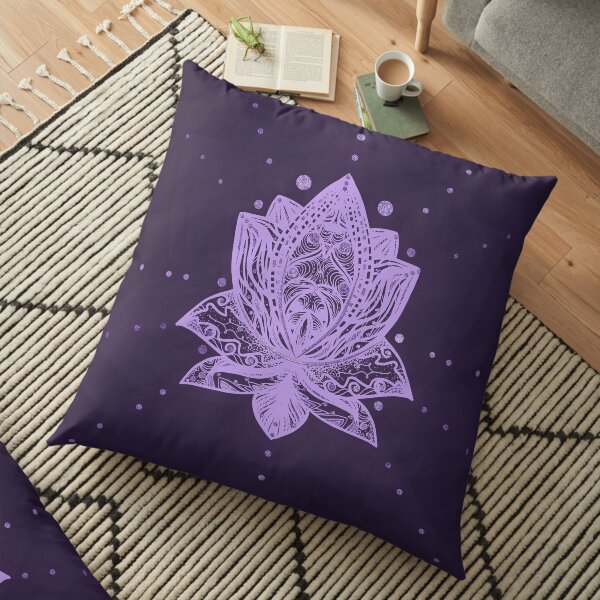 Gentle Pastel Violet Lotus Flower Floor Pillow