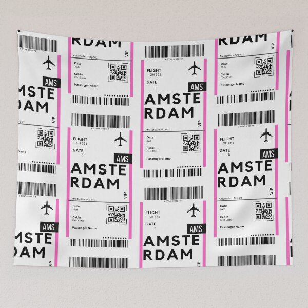 Item preview, Amsterdam, netherlands Airplane Boarding Pass designed and sold by RoamInk.