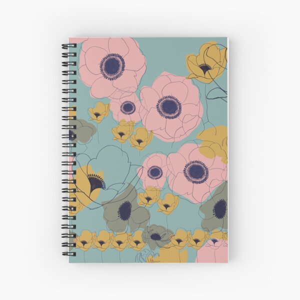 Peonies Wood Journal notebook Sketchbook Spiral Bound 