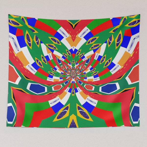 Item preview, FUNNY MULTICOLORED SPIDER-SHAPED BRICS GEOMETRIC ABSTRACT FLAGS PAINTING  designed and sold by Ralek.