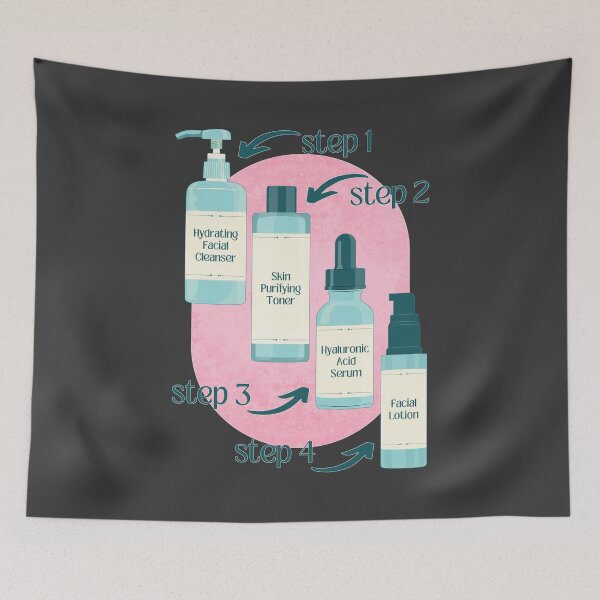 Item preview, Cleanser Toner Serum Lotion Skincare Steps Beauty Secrets designed and sold by ObsidianDaz.