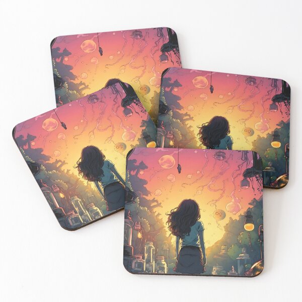 Item preview, Sky Gazer's Haven: Girls, colorful sky and floating bubbles designed and sold by ArrangedDesigns.