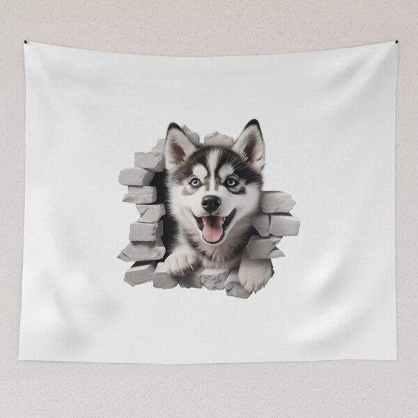 Item preview, Raza de perro husky siberiano saliendo de la pared #5 designed and sold by DogDigiArt.