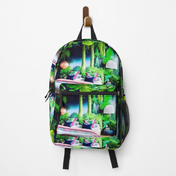 Item preview, A beautiful bright bedroom, vibrant green jungle and river flowing designed and sold by M-Y-A-R-T-.