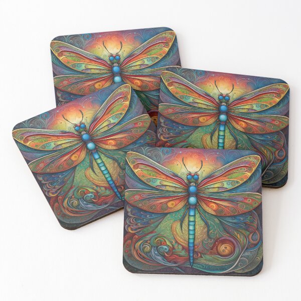 Item preview, Dragonfly Art Nouveau Painting designed and sold by druidwolfart.