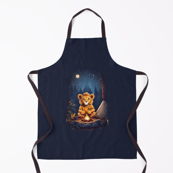 Item preview, Young lion cub adventurer at campfire graphic design for kids T-Shirt designed and sold by CedricNorbinho.