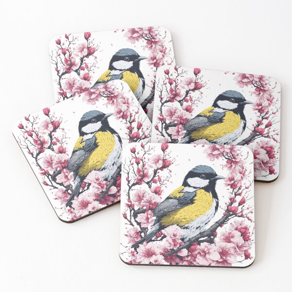 Item preview, Great tit amoung beautiful cherry blossom designed and sold by ColorOfBirds.
