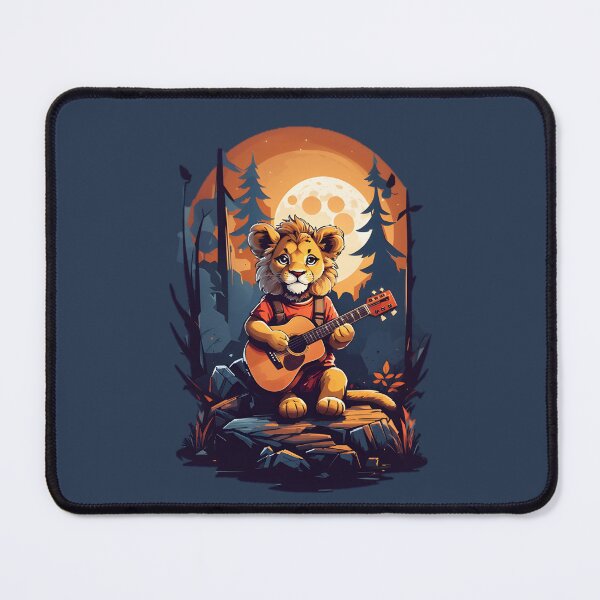 Item preview, Romantic lion cub playing guitar at night cartoon graphic for kids T-Shirt designed and sold by CedricNorbinho.