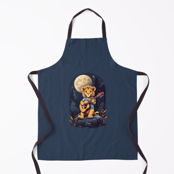 Item preview, Romantic Lion cub playing guitar at night cartoon graphic for kids designed and sold by CedricNorbinho.