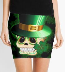 St Patrick Lucky Irish Skull Cartoon Mini Skirt