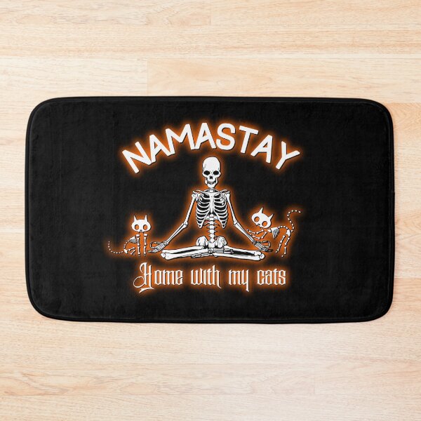 Item preview, Namastay Home With My Cats ;D Skeletons Funny Punny Spooky Season Creepy Cute Namaste Pun Nah Antisocial Cat Lover Halloween Emo Goth Punk Orange designed and sold by MunsyArt.