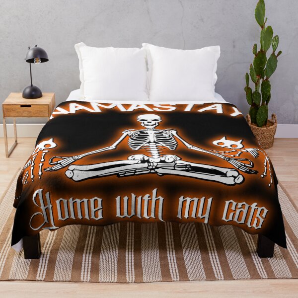 Item preview, Namastay Home With My Cats ;D Skeletons Funny Punny Spooky Season Creepy Cute Namaste Pun Nah Antisocial Cat Lover Halloween Emo Goth Punk Orange designed and sold by MunsyArt.