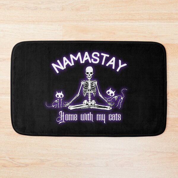 Item preview, Namastay Home With My Cats ;D Skeletons Funny Punny Spooky Season Creepy Cute Namaste Pun Nah Antisocial Cat Lover Halloween Emo Goth Punk Purple Haze designed and sold by MunsyArt.