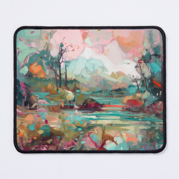 Item preview, Abstract landscape in pinks and blue designed and sold by baheeya.