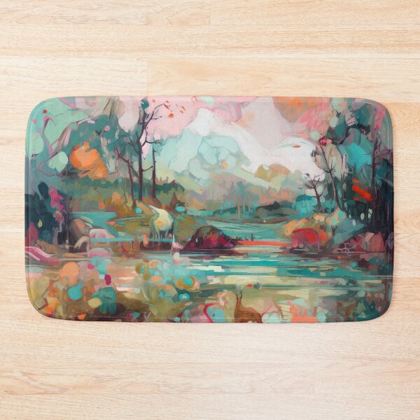 Item preview, Abstract landscape in pinks and blue designed and sold by baheeya.