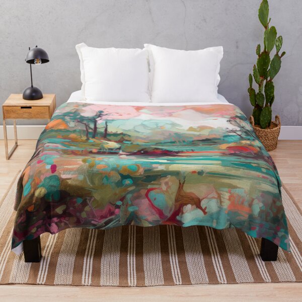Item preview, Abstract landscape in pinks and blue designed and sold by baheeya.