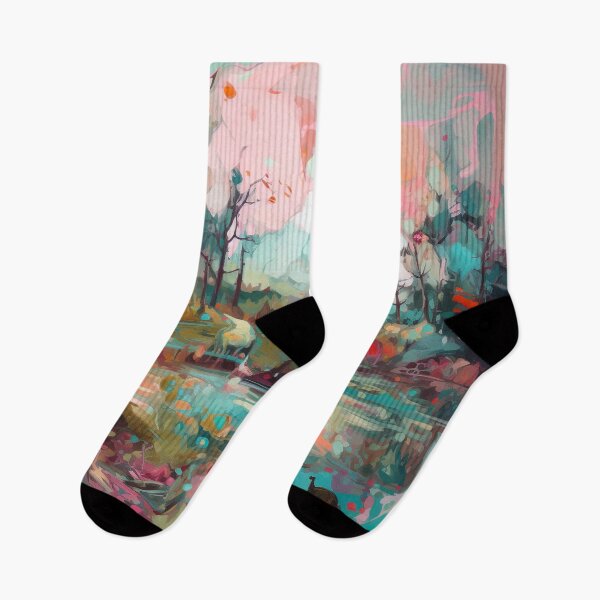 Item preview, Abstract landscape in pinks and blue designed and sold by baheeya.
