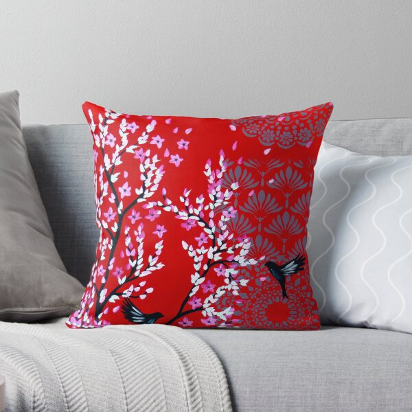 Fleur de cerisier rouge Coussin