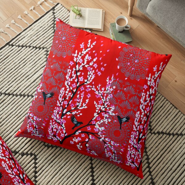 Fleur de cerisier rouge Coussin de sol