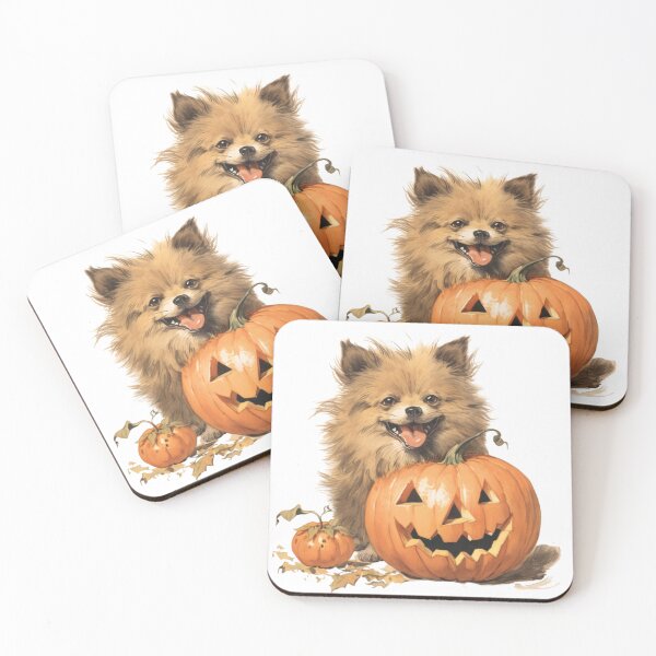 Item preview, Pomeranian with Pumpkins, Cute pomeranian, Halloween, Retro, Dog designed and sold by CreativeDecorCo.