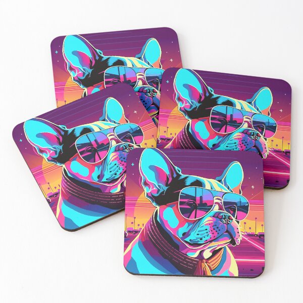 Item preview, Hipster French Bulldog Retro 80's Synthwave Style designed and sold by Puristock.