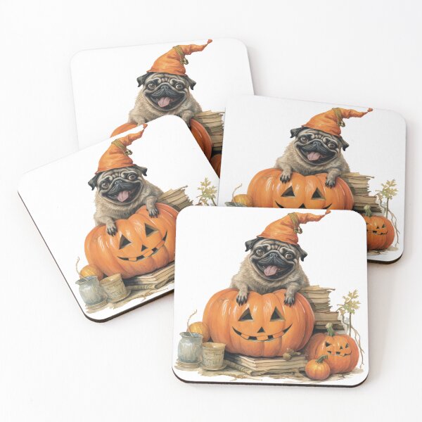 Item preview, Pug Pumpkin Retro Halloween Old Books  designed and sold by CreativeDecorCo.