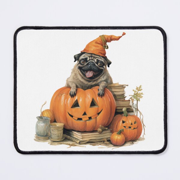 Item preview, Pug Pumpkin Retro Halloween Old Books designed and sold by CreativeDecorCo.