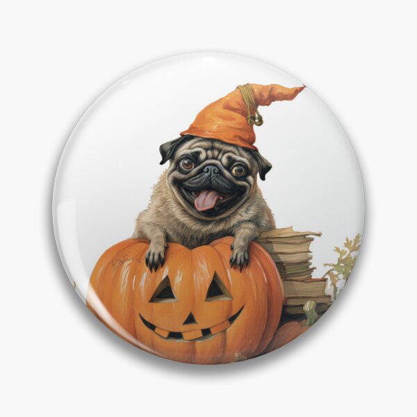 Item preview, Pug Pumpkin Retro Halloween Old Books  designed and sold by CreativeDecorCo.