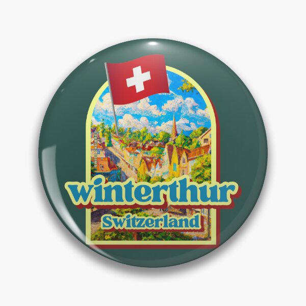 Item preview, Winterthur City Travel Switzerland, Zurich airport to Winterthur train station, CH Swiss Painted Tourist badge, Museums and things to do in winterthur Toss at Christmas, Souvenir I Love winterthur designed and sold by SwissCalibre.
