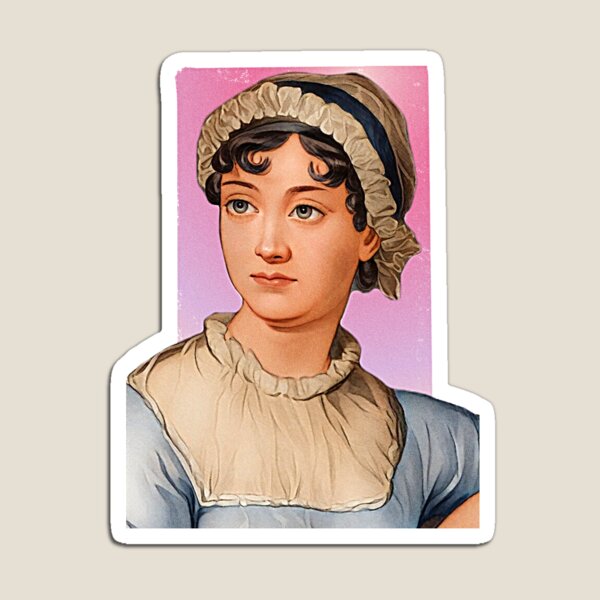 Item preview, English Novelist Jane Austen - pink - illustration  designed and sold by Litstoy.