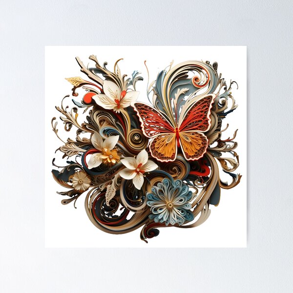 Florals and Butterflies Openwork Wood and Metal Wall Art