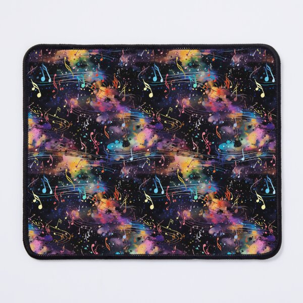 Item preview, Music: Watercolor musical notes and staves on a black background designed and sold by FairyQueen.