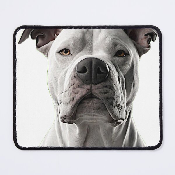 Item preview, "The artwork beautifully captures the striking contrast of a white and black Pit Bull dog, showcasing the breed's unique and powerful charm." designed and sold by Best-Art-32.