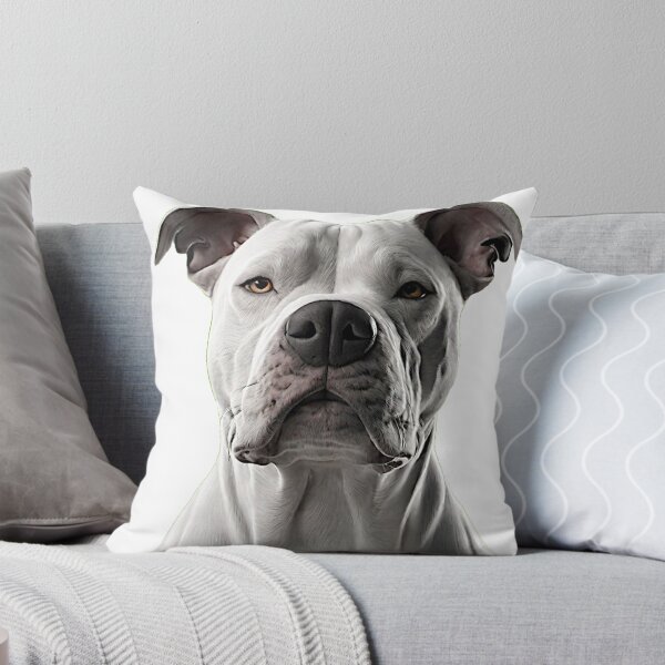 Item preview, "The artwork beautifully captures the striking contrast of a white and black Pit Bull dog, showcasing the breed's unique and powerful charm." designed and sold by Best-Art-32.