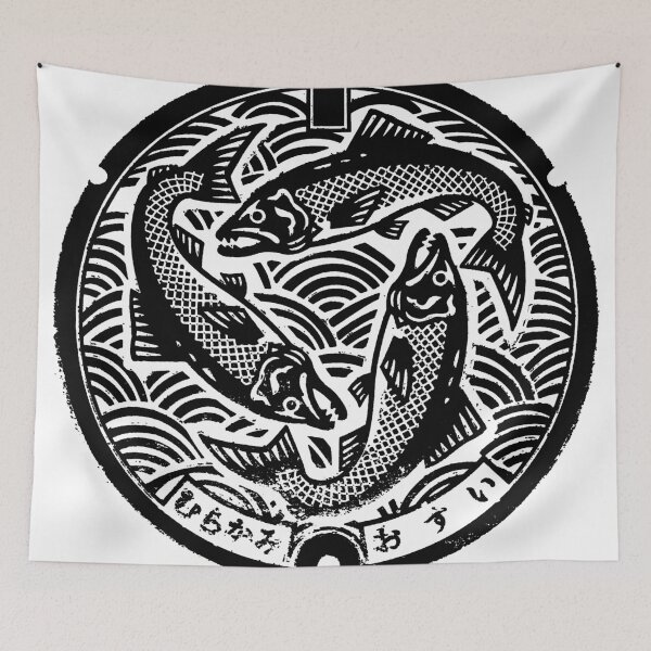 Item preview, Fish on a manhole in Japan designed and sold by mattraski.