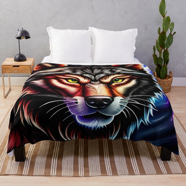 Item preview, Colourful Black Wolf, Ai Generated Art designed and sold by ACC .