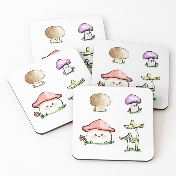 Item preview, Four Mushroom Friends Watercolor  designed and sold by SavoCoco.