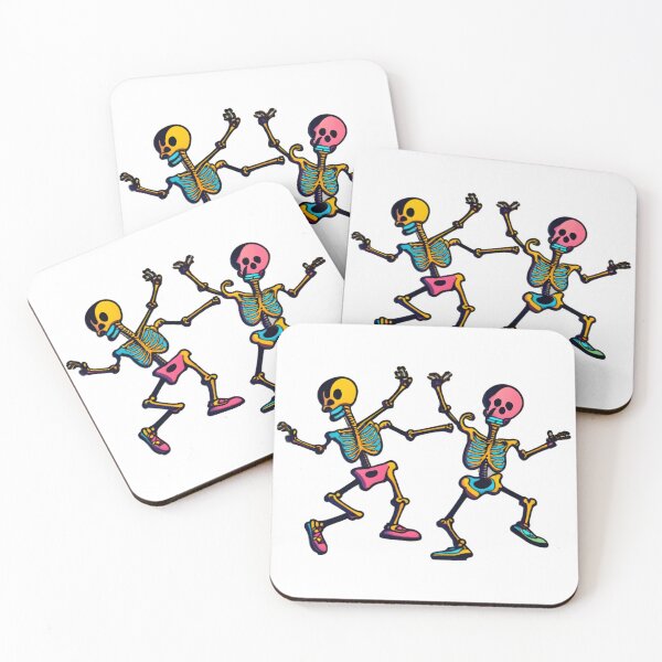 Aperçu de l'œuvre "Dancing Skeleton Rainbow" joyeux halloween coloré créée et vendue par GalaxyGraffiti.