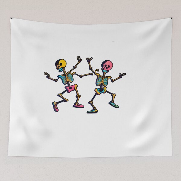 Item preview, "Dancing Skeleton Rainbow" happy colorful halloween designed and sold by GalaxyGraffiti.