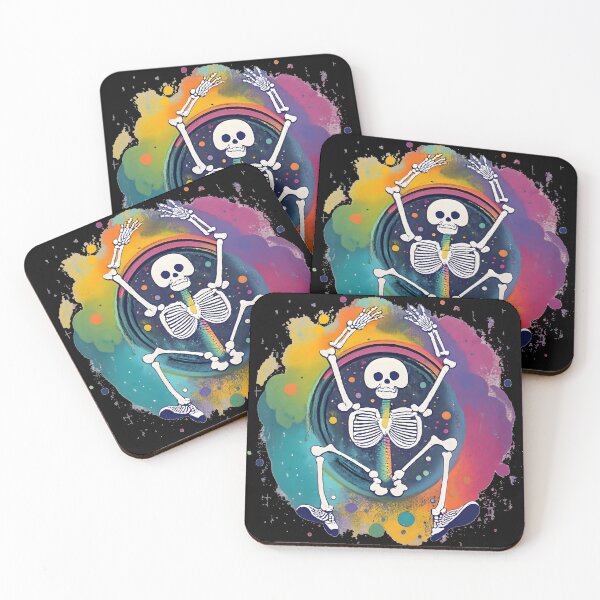 Item preview, "Dancing Skeleton Rainbow" happy colorful halloween designed and sold by GalaxyGraffiti.