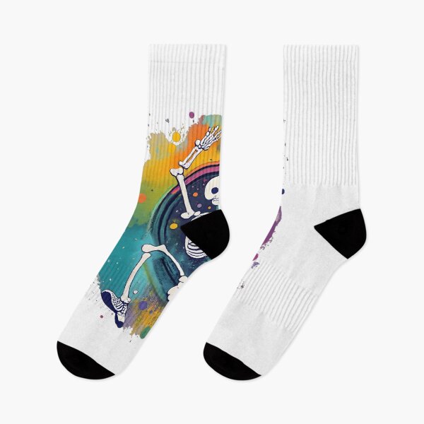 Item preview, "Dancing Skeleton Rainbow" happy colorful halloween designed and sold by GalaxyGraffiti.