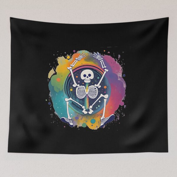 Item preview, "Dancing Skeleton Rainbow" happy colorful halloween designed and sold by GalaxyGraffiti.