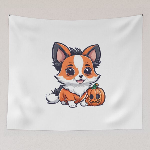 Item preview, Amazed Halloween Puppy and Pumpkin designed and sold by BloomCatB.