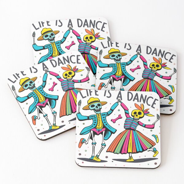 Aperçu de l'œuvre "Dancing Skeleton Rainbow" joyeux halloween coloré créée et vendue par GalaxyGraffiti.